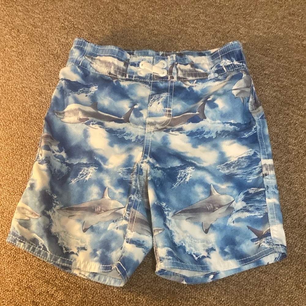 Old Navy Kids Swim Trunks - Blue Shark Print